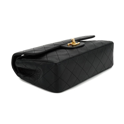 CHANEL CLASSIC FLAP SMALL CHAIN SHOULDER BAG BLACK LAMB SKIN GOLD HARDWARE 90334870