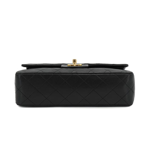 CHANEL CLASSIC FLAP SMALL CHAIN SHOULDER BAG BLACK LAMB SKIN GOLD HARDWARE 90334870