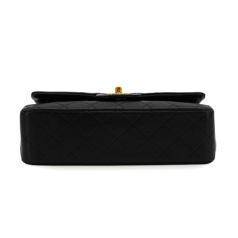 VINTAGE CHANEL CLASSIC FLAP SMALL CHAIN SHOULDER BAG BLACK LAMB SKIN GOLD HARDWARE 90342999
