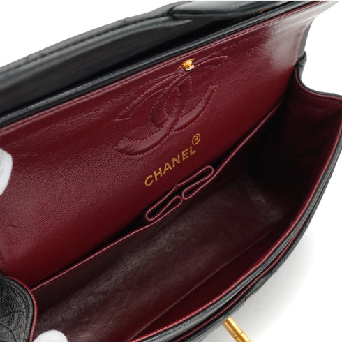VINTAGE CHANEL CLASSIC FLAP SMALL CHAIN SHOULDER BAG BLACK LAMB SKIN GOLD HARDWARE 90342999