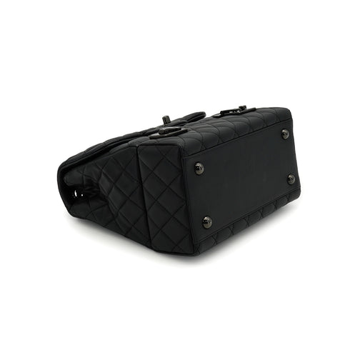 CHANEL COCKPIT FLAP CHAIN SHOULDER BAG BLACK LAMB SKIN BLACK HARDWARE 90341898