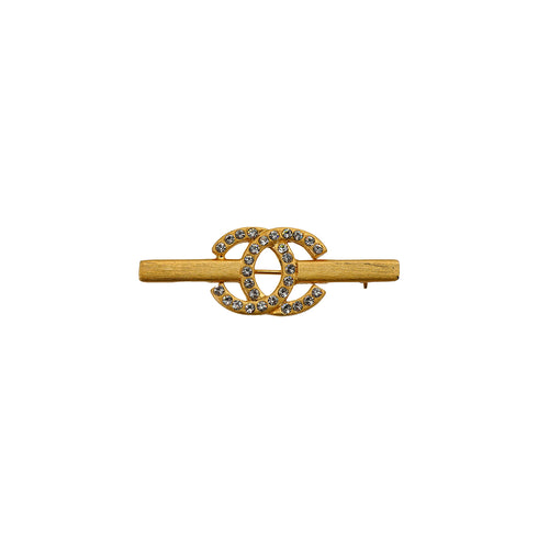 CHANEL COCOMARK BROOCH RHINESTONE GOLD ACCESSORY 01A 90347813