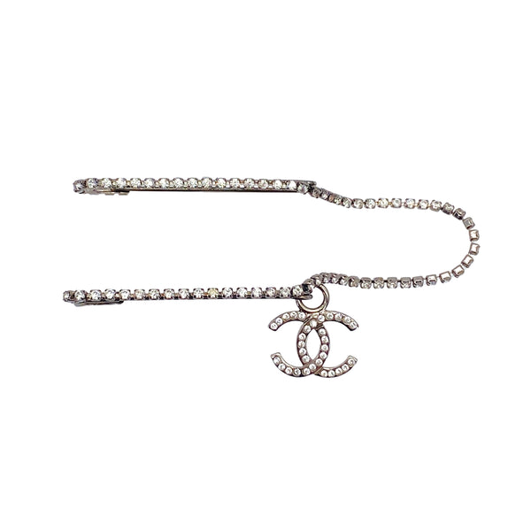 CHANEL COCOMARK BROOCH RHINESTONE SILVER ACCESSORY 01P 90325628
