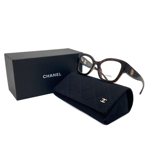 CHANEL COCOMARK BUTTERFLY SHAPE OPTICAL DARK TORTOISE EYEWEAR 90319706