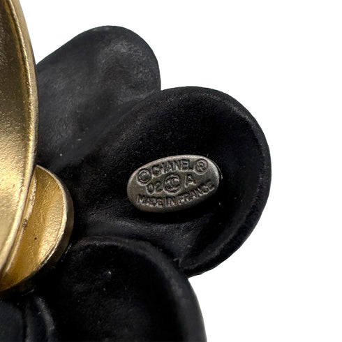 CHANEL COCOMARK CAMELLIA RING RHINESTONE BLACK GOLD ACCESSORY 02A 90321060