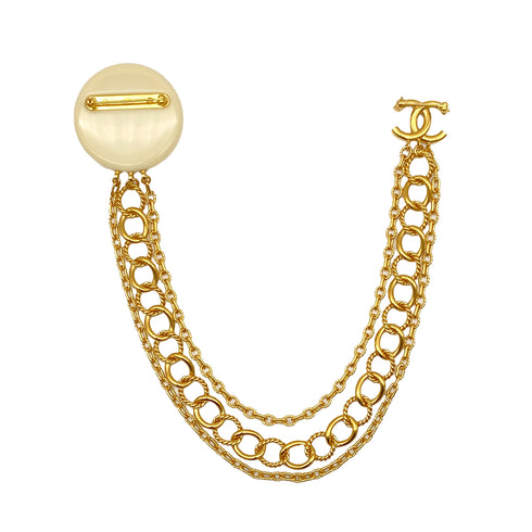 CHANEL COCOMARK CHAIN BROOCH WHITE GOLD ACCESSORY B18A 90325624