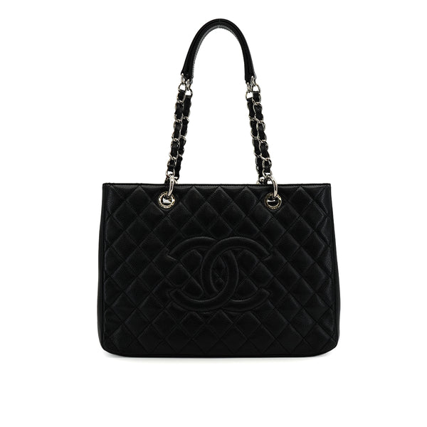 CHANEL GST COCOMARK CHAIN SHOULDER BAG BLACK CAVIAR SKIN SILVER HARDWARE 90327068