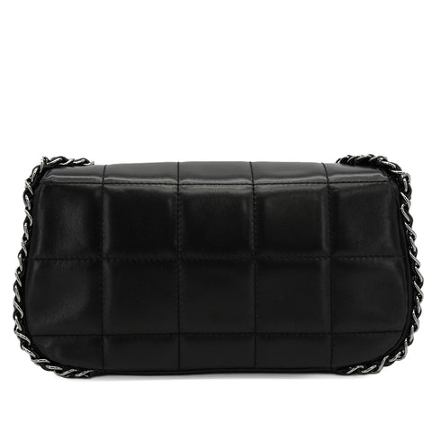 VINTEGE CHANEL COCOMARK CHOCOLATE BAR CHAIN SHOULDER BAG BLACK LAMB SKIN SILVER HARDWARE 90344102