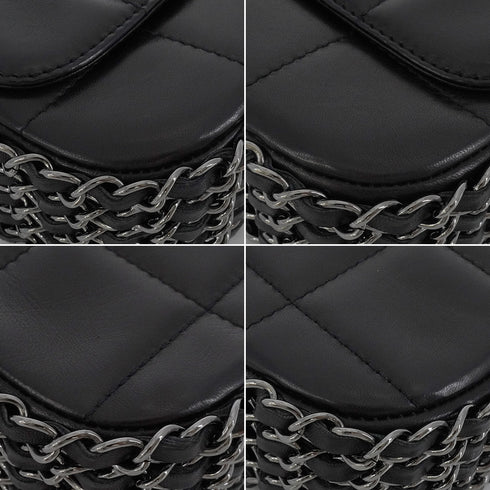 VINTEGE CHANEL COCOMARK CHOCOLATE BAR CHAIN SHOULDER BAG BLACK LAMB SKIN SILVER HARDWARE 90344102