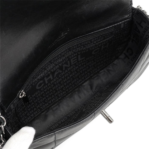 VINTEGE CHANEL COCOMARK CHOCOLATE BAR CHAIN SHOULDER BAG BLACK LAMB SKIN SILVER HARDWARE 90344102