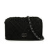 VINTAGE CHANEL COCOMARK CROCHET CHAIN SHOULDER BAG BLACK WOOL KNIT SILVER HARDWARE 90340917
