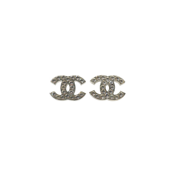 CHANEL COCOMARK EARRINGS RHINESTONE SILVER ACCESSORY 07V 90334251