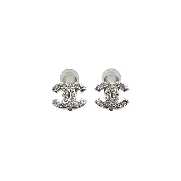 CHANEL COCOMARK EARRINGS RHINESTONE SILVER ACCESSORY 08V 90335018