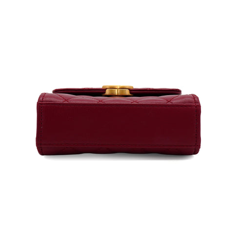 CHANEL MATERASSE ENAMEL TOP HANDLE MINI CLUTCH ON CHAIN BAG BORDEAUX LAMB SKIN GOLD HARDWARE 90343011