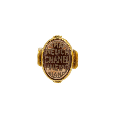 VINTAGE CHANEL COCOMARK LOGO COLOR STONE RING GOLD ACCESSORY 99A 90322162