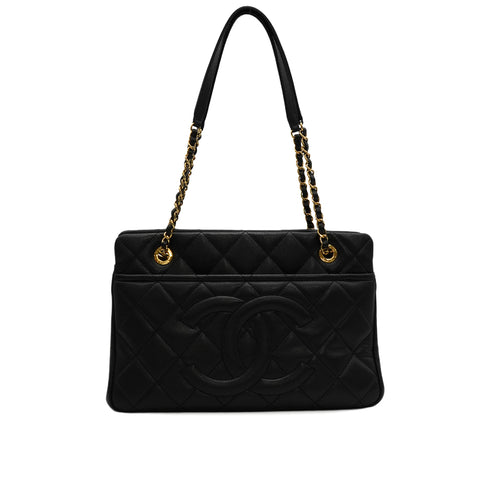 CHANEL COCOMARK MATELASSE CHAIN SHOULDER BAG BLACK CAVIAR SKIN GOLD HARDWARE 90348517