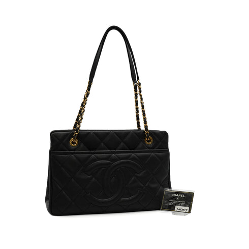 CHANEL COCOMARK MATELASSE CHAIN SHOULDER BAG BLACK CAVIAR SKIN GOLD HARDWARE 90348517