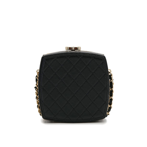 CHANEL COCOMARK MATELASSE CHAIN SHOULDER BAG BLACK LAMB SKIN GOLD HARDWARE 90319990