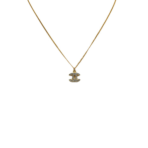CHANEL COCOMARK RHINESTONE NECKLACE GOLD ACCESSORY 01A 90347845