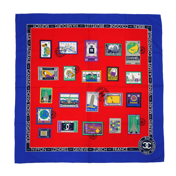 CHANEL COCOMARK STAMP SCARF MULTICOLOR SILK 90313558