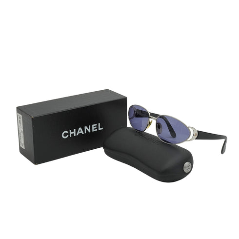 VINTAGE CHANEL COCOMARK SUNGLASSES BLACK SILVER EYEWEAR 90339427