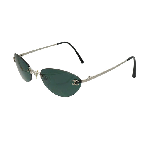 VINTAGE CHANEL COCOMARK SUNGLASSES BLACK SILVER EYEWEAR 90339435
