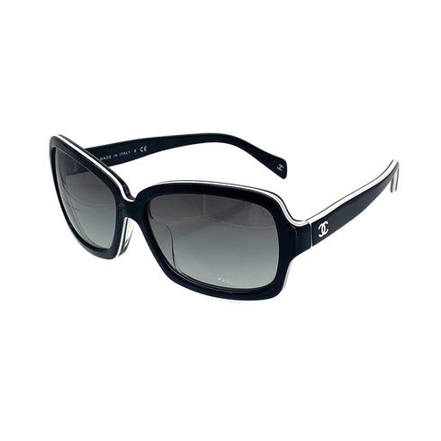 CHANEL COCOMARK SUNGLASSES BLACK WHITE EYEWEAR 90324785