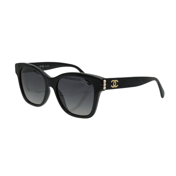 CHANEL COCOMARK SUNGLASSES FAUX PEARL BLACK EYEWEAR 90334201