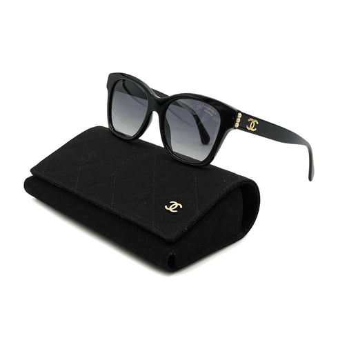 CHANEL COCOMARK SUNGLASSES FAUX PEARL BLACK EYEWEAR 90334201