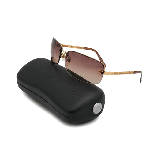 CHANEL COCOMARK SUNGLASSES GOLD BROWN EYEWEAR 90323169
