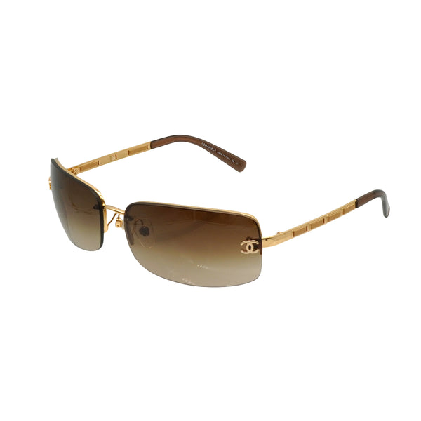 CHANEL COCOMARK SUNGLASSES GOLD EYEWEAR 90334495