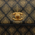 CHANEL CAMELLIA PATTERN METALLIC PRINT TURNLOCK CHAIN SHOULDER BAG BLACK LEATHER GOLD HARDWARE 90344459