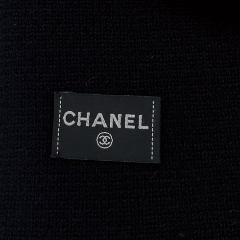 CHANEL COCOMARK WINTER SCARF RHINESTONE BLACK CASHMERE ACCESSORY 90311998