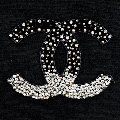 CHANEL COCOMARK WINTER SCARF RHINESTONE BLACK CASHMERE ACCESSORY 90311998