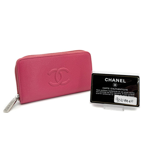 CHANEL COCOMARK ZIP AROUND WALLET PINK CAVIAR SKIN 90319940
