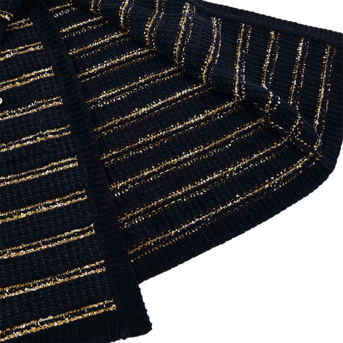CHANEL COCO BUTTON BORDER TWEED LONG COAT BLACK GOLD WOOL 38 P64 RTW 90324155