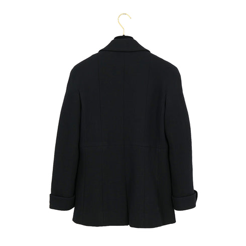 CHANEL COCO BUTTON JACKET BLACK WOOL 38 07A RTW 90323522