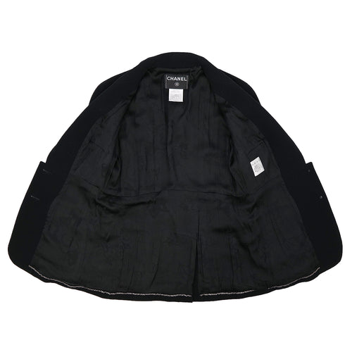CHANEL COCO BUTTON JACKET BLACK WOOL 38 07A RTW 90323522