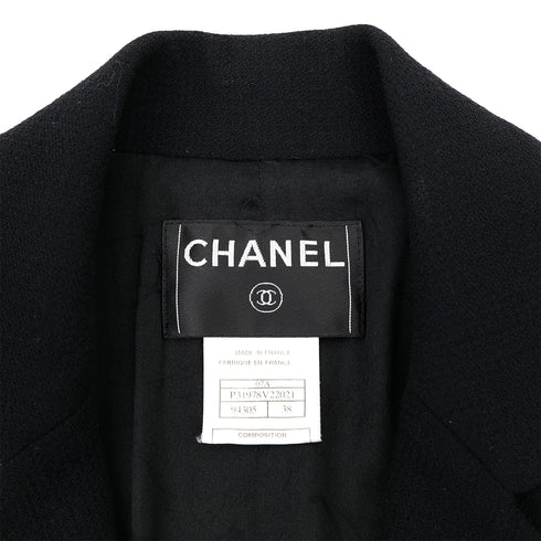 CHANEL COCO BUTTON JACKET BLACK WOOL 38 07A RTW 90323522