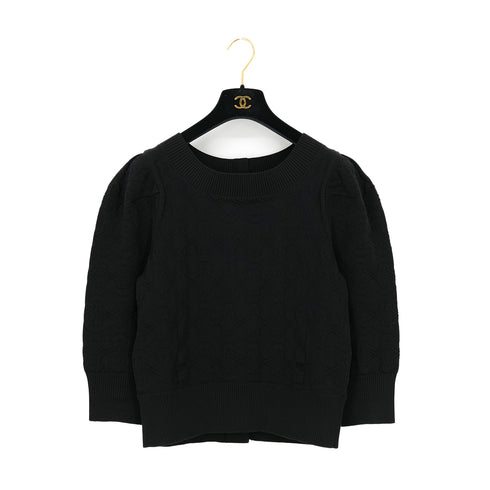 CHANEL COCO BUTTON KNIT CARDIGAN BLACK COTTON 42 P45 RTW 90324156