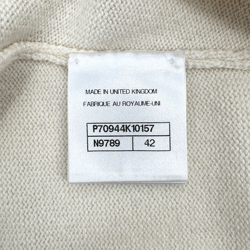 CHANEL COCO BUTTON KNIT TOPS FLOWER WHITE BLACK CASHMERE 42 P70 RTW 90324149