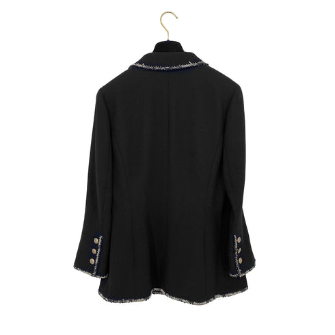 CHANEL COCO BUTTON PATCH JACKET BLACK WOOL 42 05C RTW 90319636