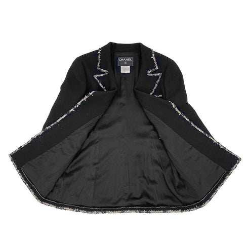 CHANEL COCO BUTTON PATCH JACKET BLACK WOOL 42 05C RTW 90319636