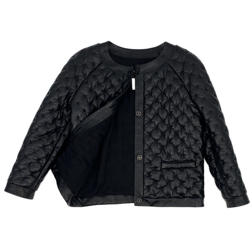 CHANEL COCO BUTTON QUILTED LEATHER JACKET BLACK LAMB SKIN 38 P46 RTW 90319630
