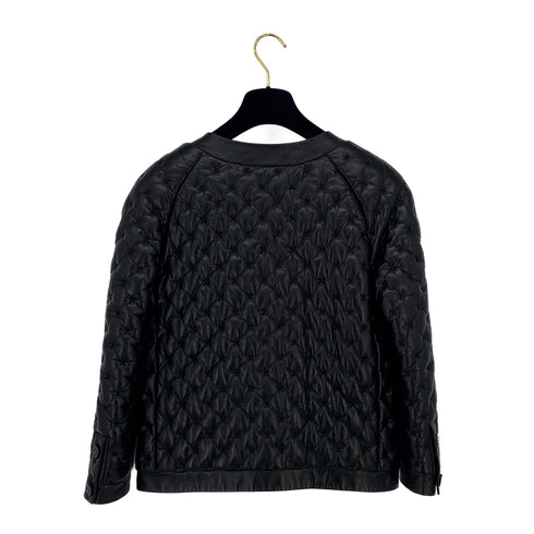 CHANEL COCO BUTTON QUILTED LEATHER JACKET BLACK LAMB SKIN 38 P46 RTW 90319630