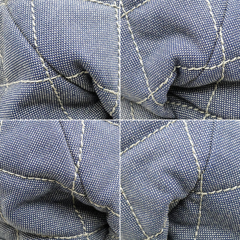 CHANEL COCO CABAS GM CHAIN SHOULDER TOTE BAG BLUE RED DENIM CANVAS SILVER HARDWARE 90348216