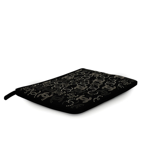 CHANEL COCOMARK STUDDED CLUTCH BAG BLACK CANVAS 90335789