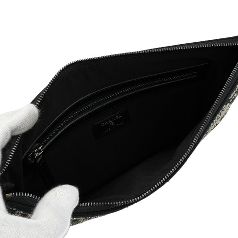 CHANEL COCOMARK STUDDED CLUTCH BAG BLACK CANVAS 90335789