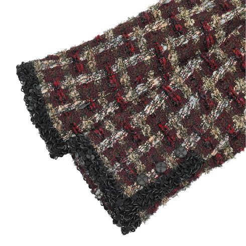 CHANEL DOUBLE POCKET TWEED JACKET SEQUINS BLACK RED WOOL 42 02A RTW 90309855