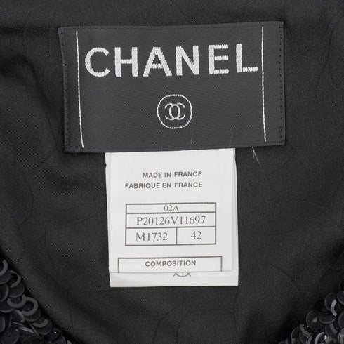 CHANEL DOUBLE POCKET TWEED JACKET SEQUINS BLACK RED WOOL 42 02A RTW 90309855